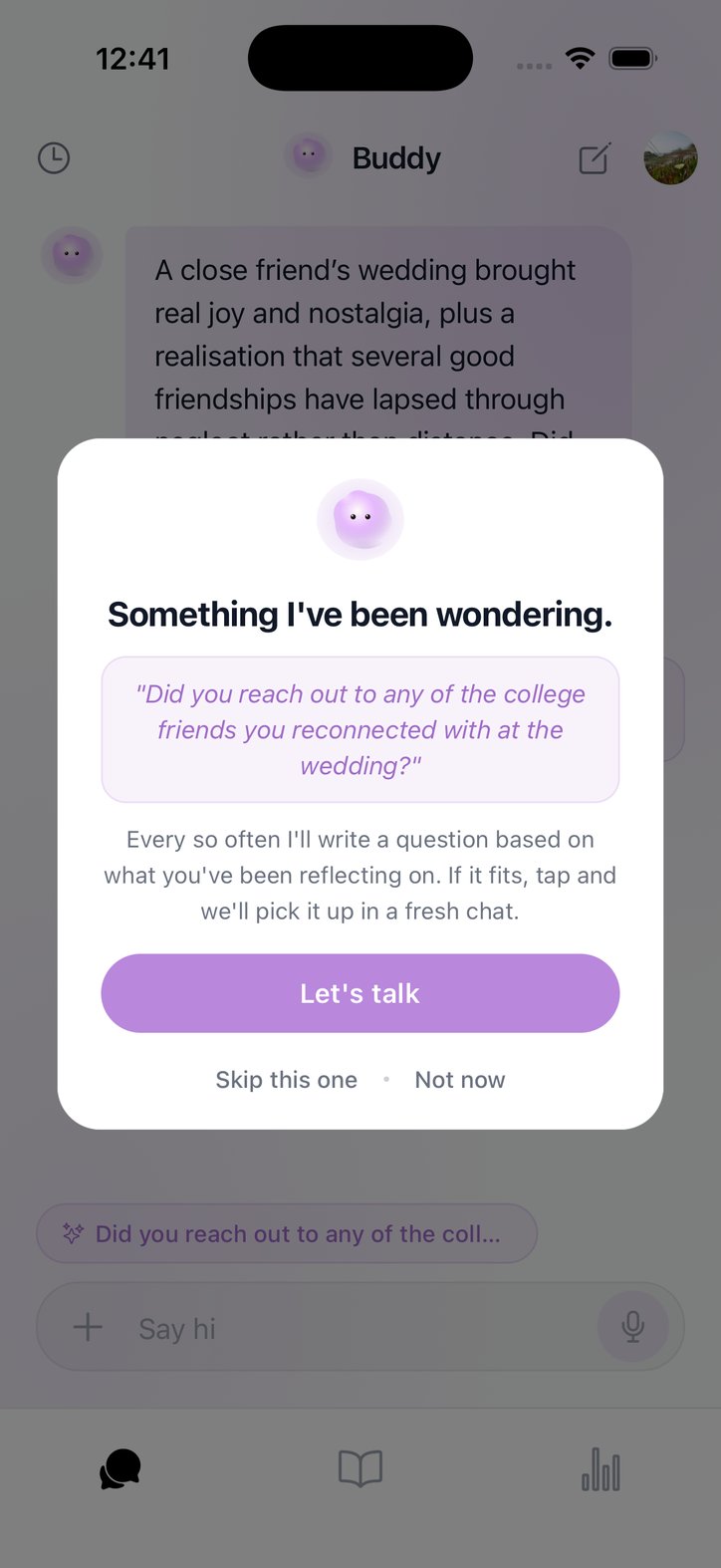 Buddy chat with a follow-up question